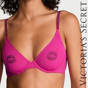 NWT Very Sexy
Sheer Shine Motif Unlined Low-Cut Demi Bra- PINK